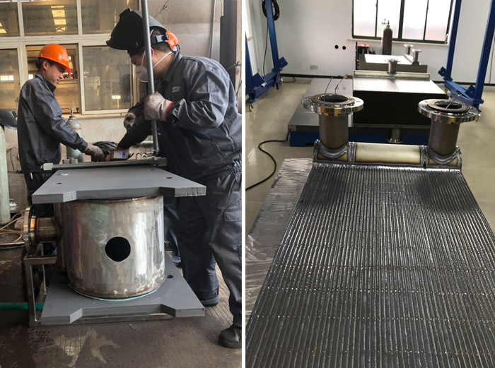 方形全焊接鈦板生產(chǎn)現場(chǎng)